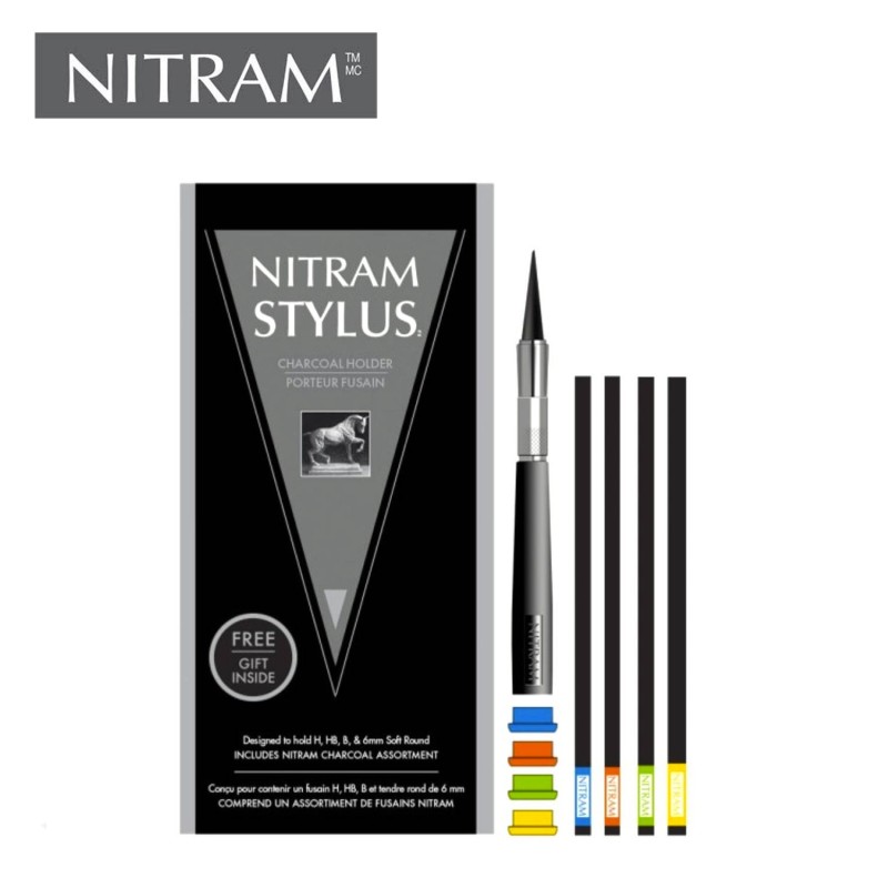 Nitram Stylus. Portacarboni in metallo con set da 4 pezzi di fusaggine H,HB. B e morbida. In regalo una spilletta Nitram Nitram Stylus. Portacarboni in metallo con set da 4 pezzi di fusaggine H,HB. B e morbida. In regalo una spilletta Nitram