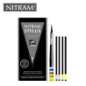 Nitram Stylus. Portacarboni in metallo con set da 4 pezzi di fusaggine H,HB. B e morbida. In regalo una spilletta Nitram