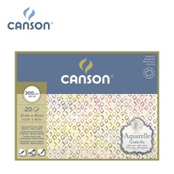 Canson Aquarelle - Blocchi di carta per Acquerello in cotone al 60% - 20 fogli a Grana fine da 300 gr/mq.