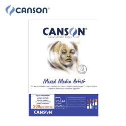 Canson Mixed Media Artist - Blocchi per pittura e tecniche miste - 25 fogli da 300 gr. a grana fine