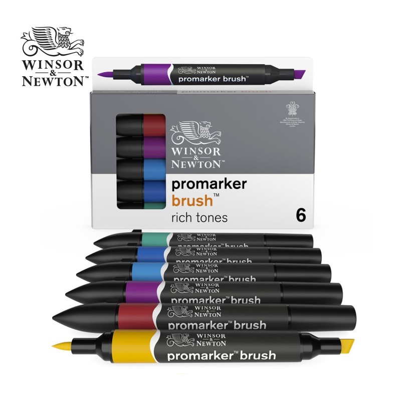 Promarker Brush Winsor&Newton - Set da 6 pennarelli serie Rich Tones