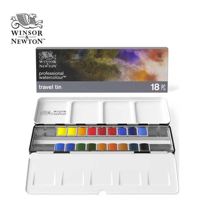 Winsor&Newton serie Professional - Scatola in metallo con 18 colori per acquerello (1/2 godet) Winsor&Newton serie Professional - Scatola in metallo con 18 colori per acquerello (1/2 godet)