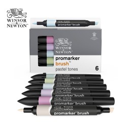 Promarker Brush Winsor&Newton - Set da 6 pennarelli serie Pastel Tones