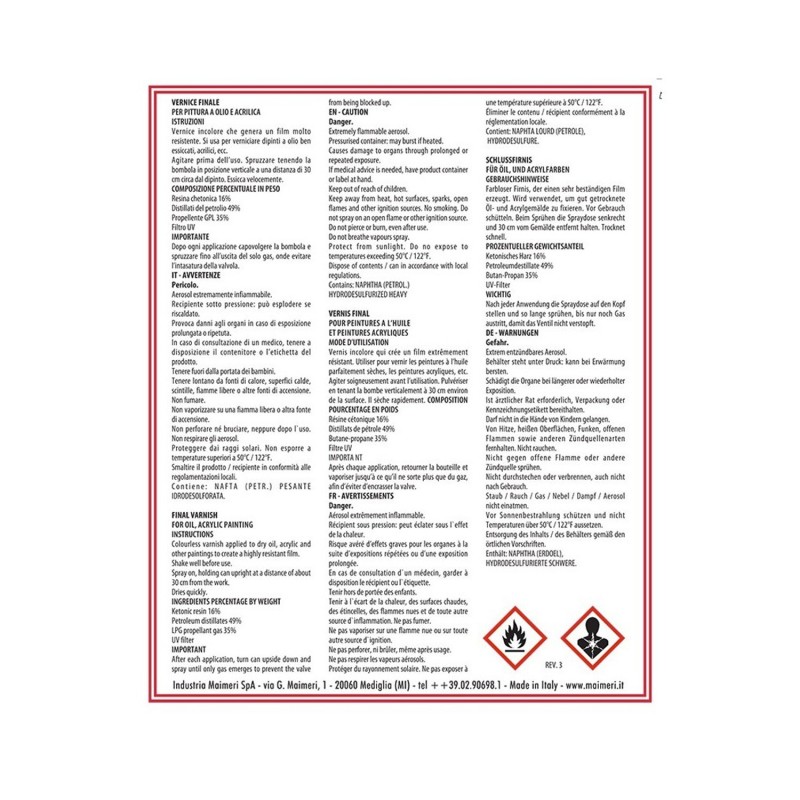 Vernice Finale Spray Lucida  400 Ml 669 Per Pittura A Olio, Acrilico, Ecc. — immagine 4