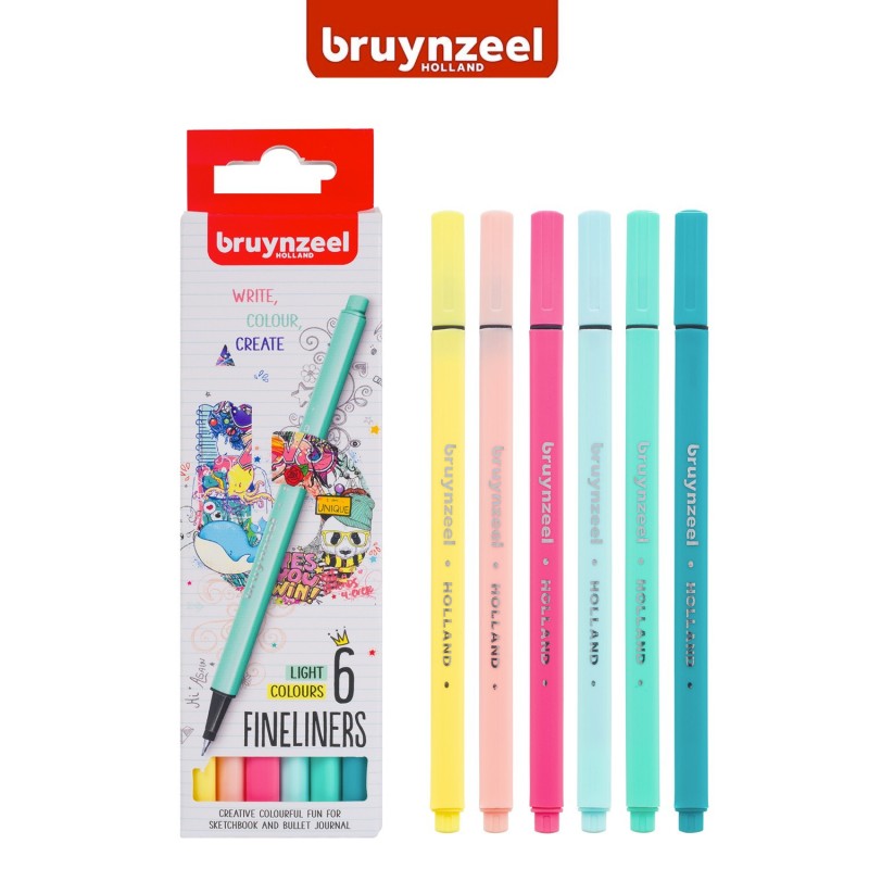 Bruynzeel Fineliner - Set “Light Colours” 6 pennarelli a punta fina in colori assortiti