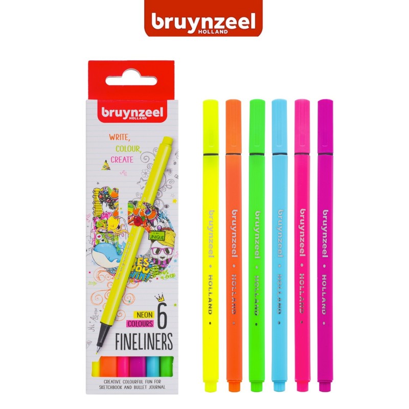 Bruynzeel Fineliner - Set Neon Colours” 6 pennarelli a punta fina in colori assortiti
