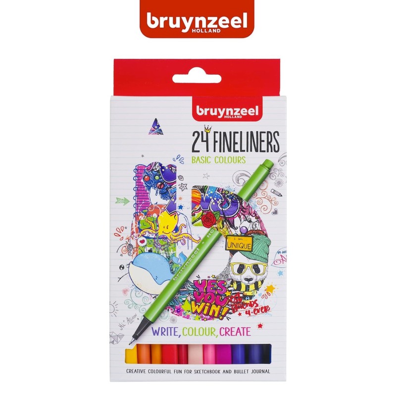 Bruynzeel Fineliner - Set Basic Colours” 24 pennarelli a punta fina in colori assortiti Bruynzeel Fineliner - Set Basic Colours” 24 pennarelli a punta fina in colori assortiti