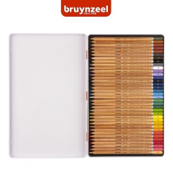 Bruynzeel Expression - Set in scatola di metallo con 36 matite colorate acquarellabili e pennello