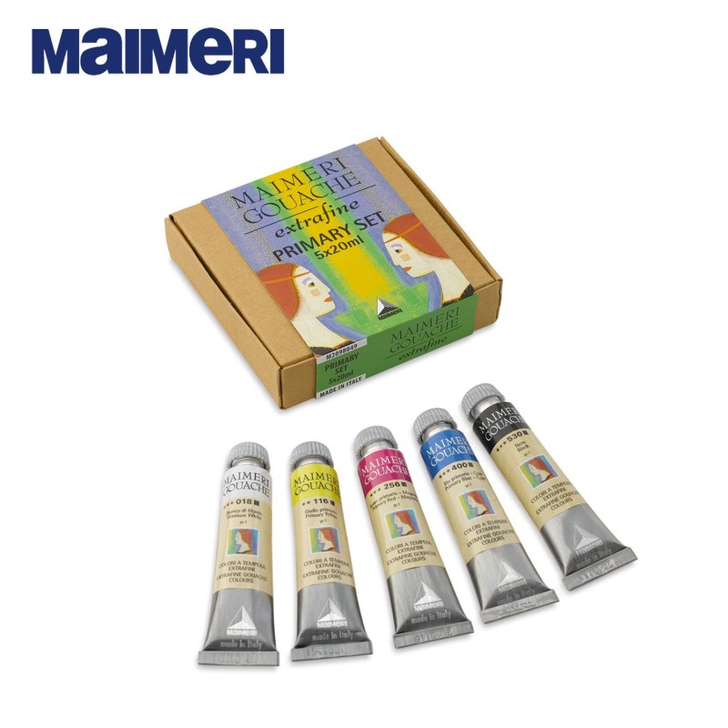 Maimeri Gouache Primary Set - Confezione in cartone con 5 tubi da 20 ml. di colori a tempera extrafini Maimeri Gouache Primary Set - Confezione in cartone con 5 tubi da 20 ml. di colori a tempera extrafini