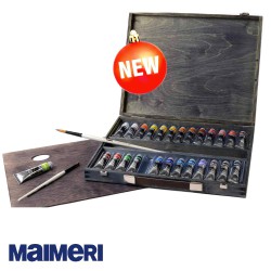 Maimeri - Cassetta con Colori acrilici Polycolor 26 tubi da 20 ml e accessori