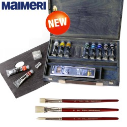 Maimeri - Cassetta con Colori acrilici Polycolor 10 tubi da 20 ml, accessori e 3 pennelli in omaggio da Bellearti.it