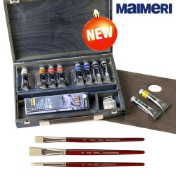 Maimeri - Cassetta con Colori ad Olio Classico 10 tubi da 20 ml, accessori e 3 pennelli in omaggio da Bellearti.it