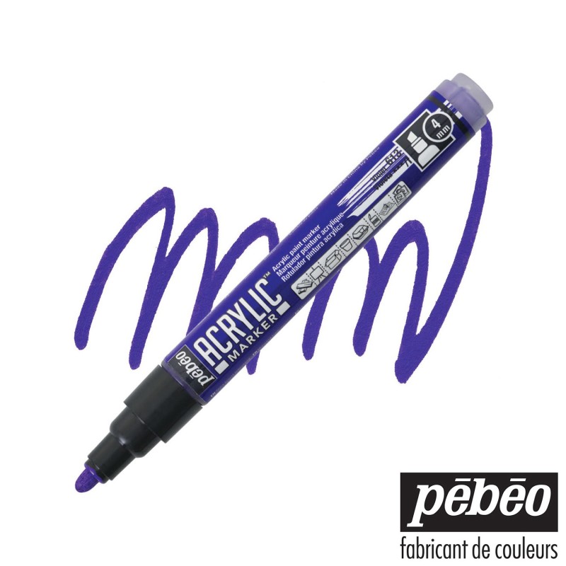 Pébéo Acrylic Marker - Pennarello Acrilico Viola - Punta tonda da 4 mm