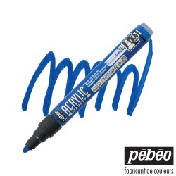 Pébéo Acrylic Marker - Pennarello Acrilico Blu Cyan - Punta tonda da 4 mm