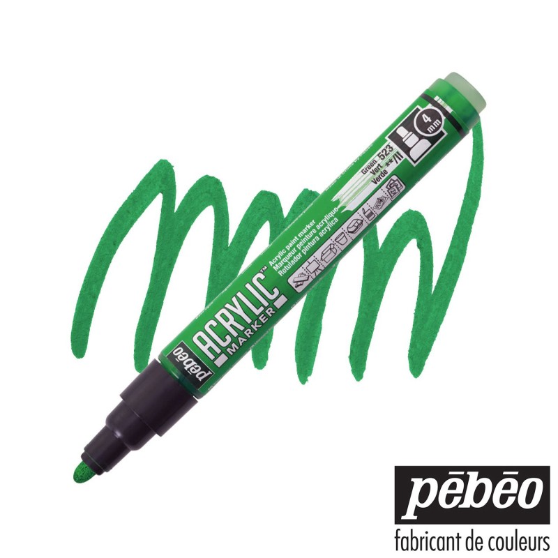 Pébéo Acrylic Marker - Pennarello Acrilico Verde - Punta tonda da 4 mm Pébéo Acrylic Marker - Pennarello Acrilico Verde - Punta tonda da 4 mm