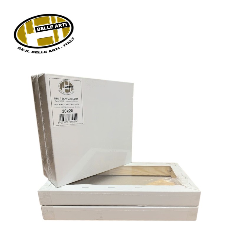Confezioni da 2 Mini Tele graffate retro Cotone grana fine - Telaio spessore 3,7 cm Confezioni da 2 Mini Tele graffate retro Cotone grana fine - Telaio spessore 3,7 cm