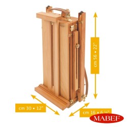 Cassetta Cavalletto da terra Mabef M/23 in legno con divisori mobili in metallo cm 17x43x5 tele fino a 85 cm