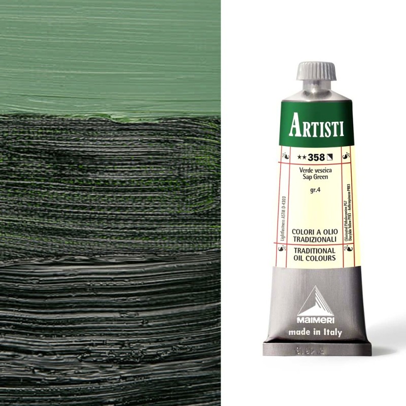Colori ad Olio Maimeri serie Artisti Verde Vescica (358) tubo da 60 ml