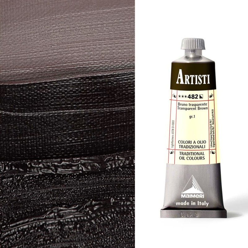 Colori ad Olio Maimeri serie Artisti Bruno Trasparente (482) tubo da 60 ml Colori ad Olio Maimeri serie Artisti Bruno Trasparente (482) tubo da 60 ml