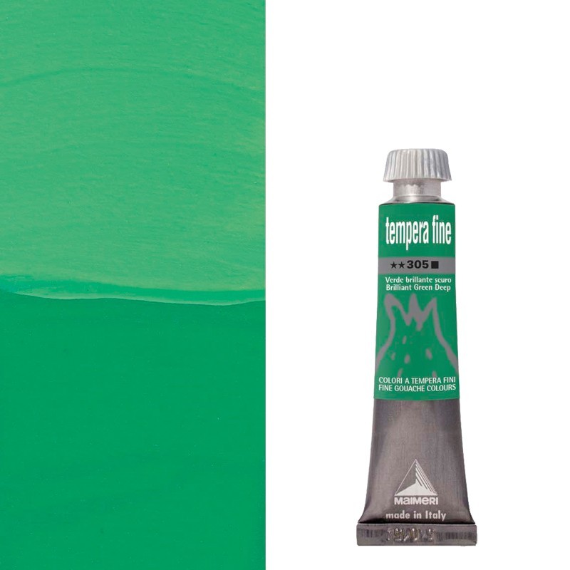 Colori a Tempera Fine Maimeri Verde Brillante Scuro (305) tubo da 20 ml