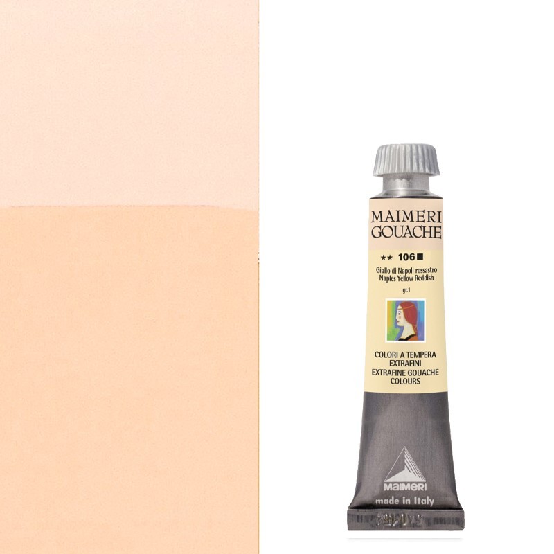 Colori a Tempera extrafine Maimeri Gouache Giallo di Napoli rossastro (106) tubo da 20 ml