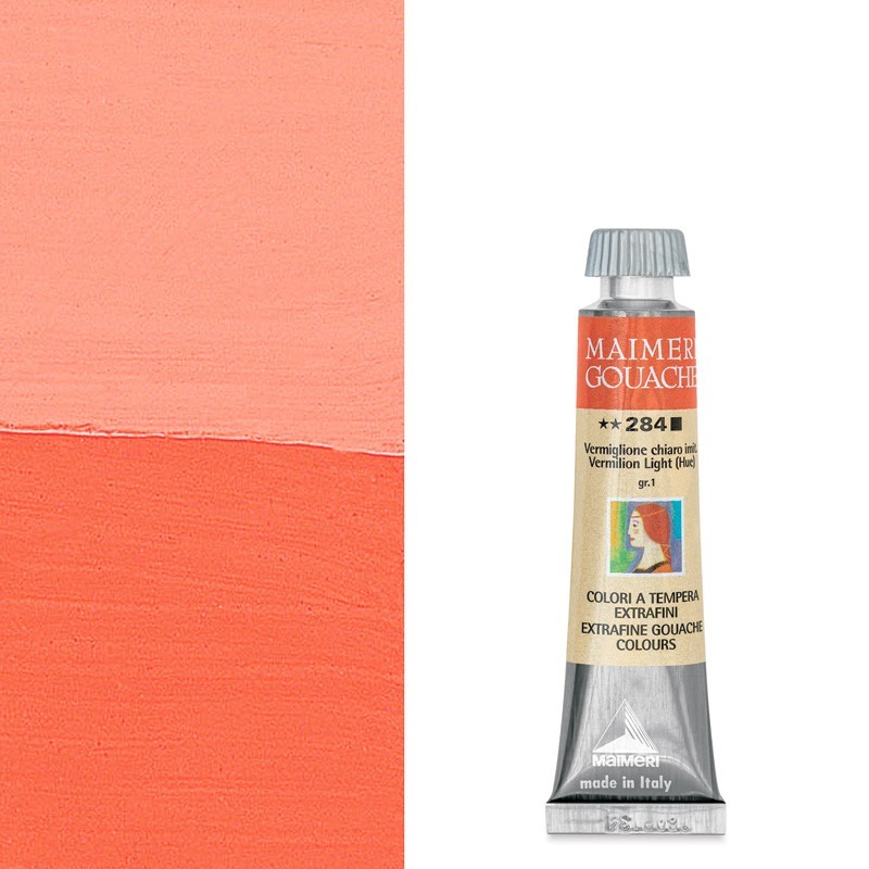 Colori a Tempera extrafine Maimeri Gouache Vermiglione Chiaro imit. (284) tubo da 20 ml