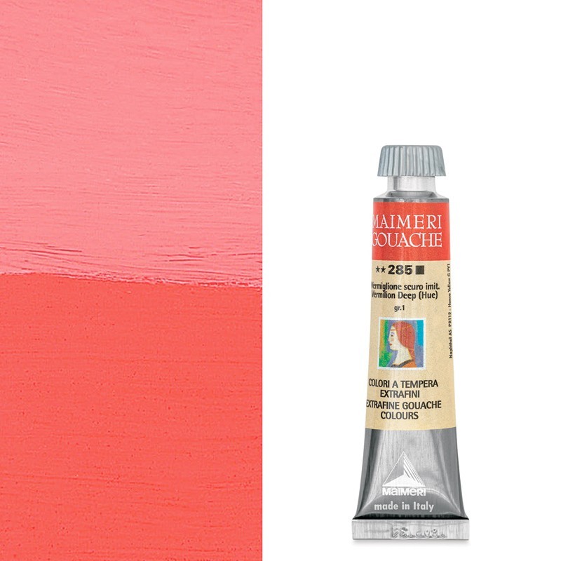 Colori a Tempera extrafine Maimeri Gouache Vermiglione Scuro imit. (285) tubo da 20 ml