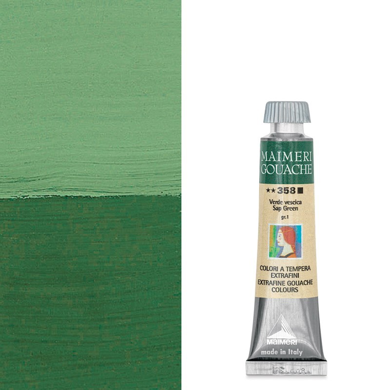 Colori a Tempera extrafine Maimeri Gouache Verde Vescica (358) tubo da 20 ml Colori a Tempera extrafine Maimeri Gouache Verde Vescica (358) tubo da 20 ml