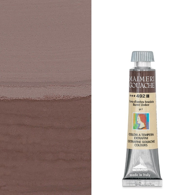 Colori a Tempera extrafine Maimeri Gouache Terra d'Ombra Bruciata (492) tubo da 20 ml Colori a Tempera extrafine Maimeri Gouache Terra d'Ombra Bruciata (492) tubo da 20 ml