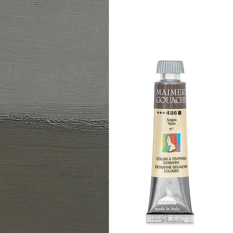 Colori a Tempera extrafine Maimeri Gouache Seppia (486) tubo da 20 ml Colori a Tempera extrafine Maimeri Gouache Seppia (486) tubo da 20 ml