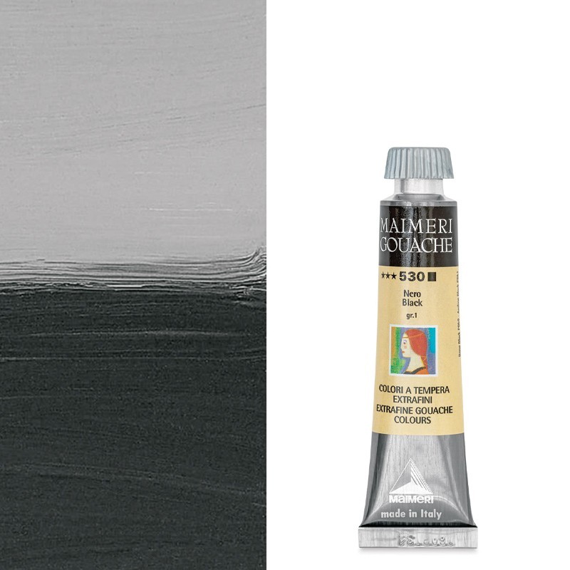 Colori a Tempera extrafine Maimeri Gouache Nero (530) tubo da 20 ml Colori a Tempera extrafine Maimeri Gouache Nero (530) tubo da 20 ml