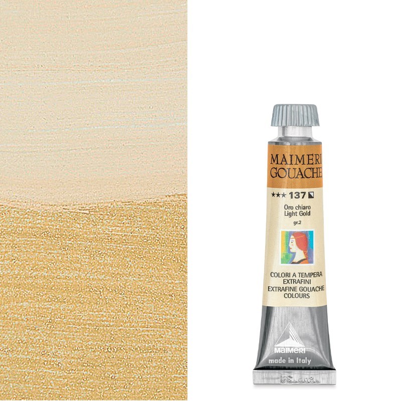 Colori a Tempera extrafine Maimeri Gouache Oro Chiaro (137) tubo da 20 ml