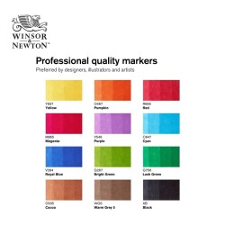 W&N BrushMarker - Set da 12 pennarelli + 1 blender Serie Vibrant Tones