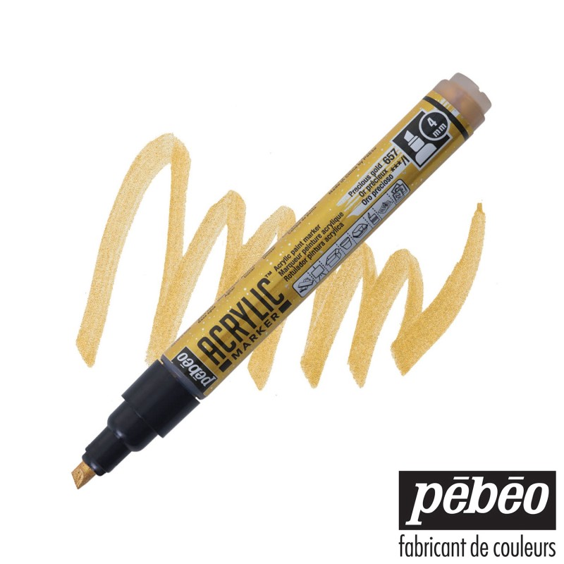 Pébéo Acrylic Marker - Pennarello Acrilico Oro - Punta a Scalpello da 4 mm Pébéo Acrylic Marker - Pennarello Acrilico Oro - Punta a Scalpello da 4 mm