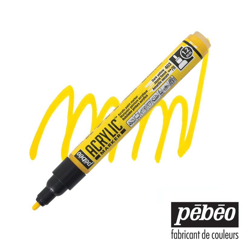 Pébéo Acrylic Marker - Pennarello Acrilico Giallo Scuro - Punta Tonda da 1,2 mm Pébéo Acrylic Marker - Pennarello Acrilico Giallo Scuro - Punta Tonda da 1,2 mm