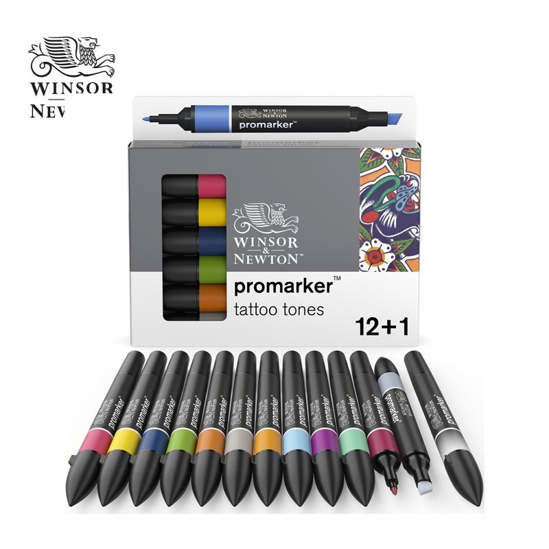 W&N Promarker - Set da 12 pennarelli + 1 Blender - Serie Tattoo Tones W&N Promarker - Set da 12 pennarelli + 1 Blender - Serie Tattoo Tones