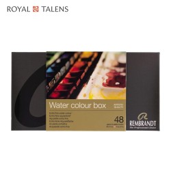Talens Rembrandt Watercolour Set - Scatola in metallo con 48 acquerelli professionali 1/2 godet e pennello