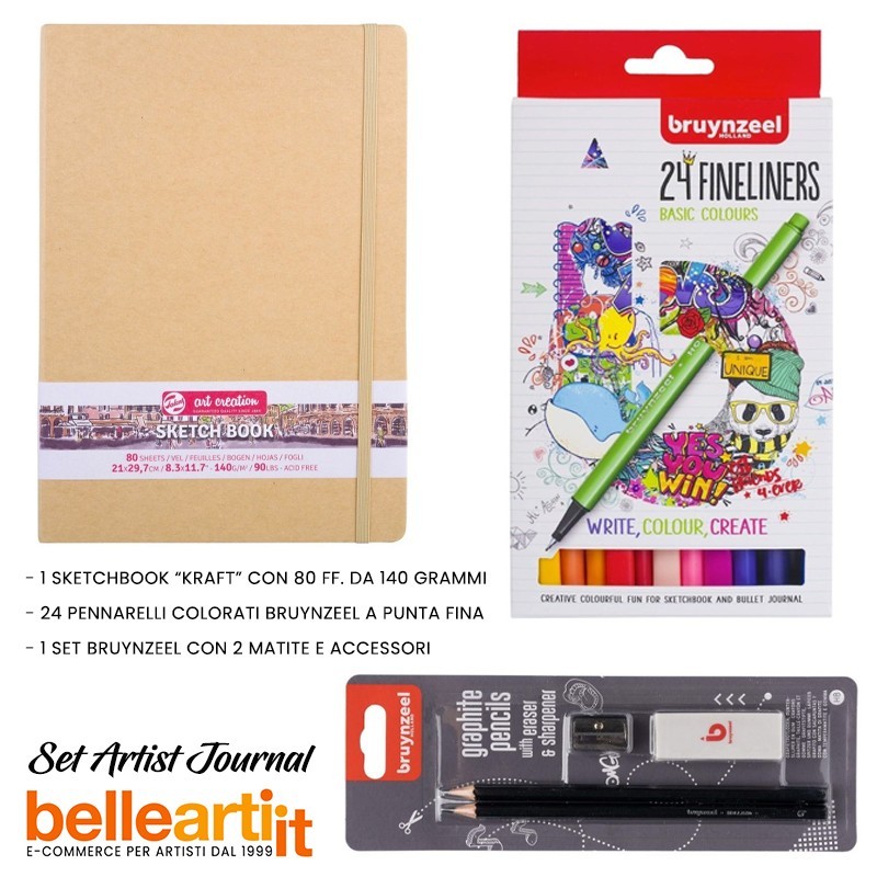 Bellearti.it - Set Artist Journal Kraft per Sketching e Tecnica mista Bellearti.it - Set Artist Journal Kraft per Sketching e Tecnica mista