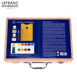 LEFRANC&BOURGEOIS Cassetta in legno con 10 tubi da 40 ml di colori per dipingere a olio, medium e accessori