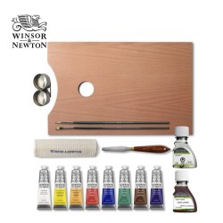 Winsor&Newton - Cassetta in legno Winton con 8 tubi di Colori ad olio da 37 ml. e accessori