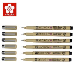 Sakura Pigma Micron Fineliner - Set di 6 pennarelli neri a punta fine