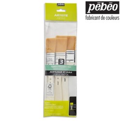 Pébéo - Set con 3 Pennellesse in pelo sintetico Doré