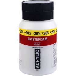 Colori Acrilici Talens "Amsterdam" Bianco di Titanio (105), flacone da 600 ml con il 20% di prodotto in omaggio