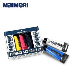 Maimeri Acrilico Primary Set - Confezione con 5 tubi da 75 ml. di colori acrilici
