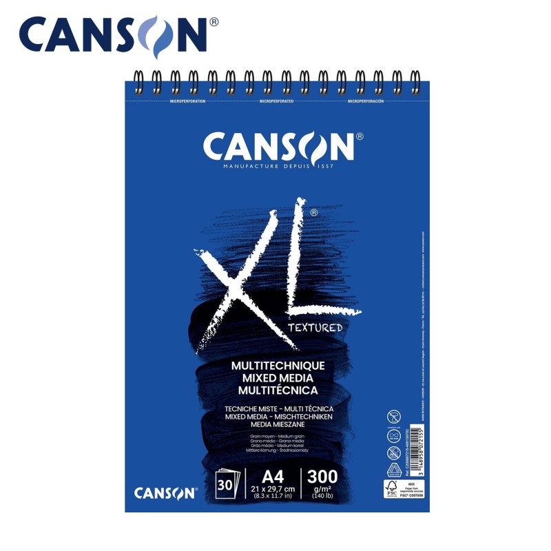 Canson XL Mixed Media Textured - Blocchi per tecnica mista - 30 fogli da 300 gr. a grana media Canson XL Mixed Media Textured - Blocchi per tecnica mista - 30 fogli da 300 gr. a grana media