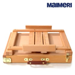 Maimeri - Cassetta Cavalletto da tavolo con colori acrilici Polycolor 13 tubi da 20 ml, 1 bianco da 60 ml e accessori