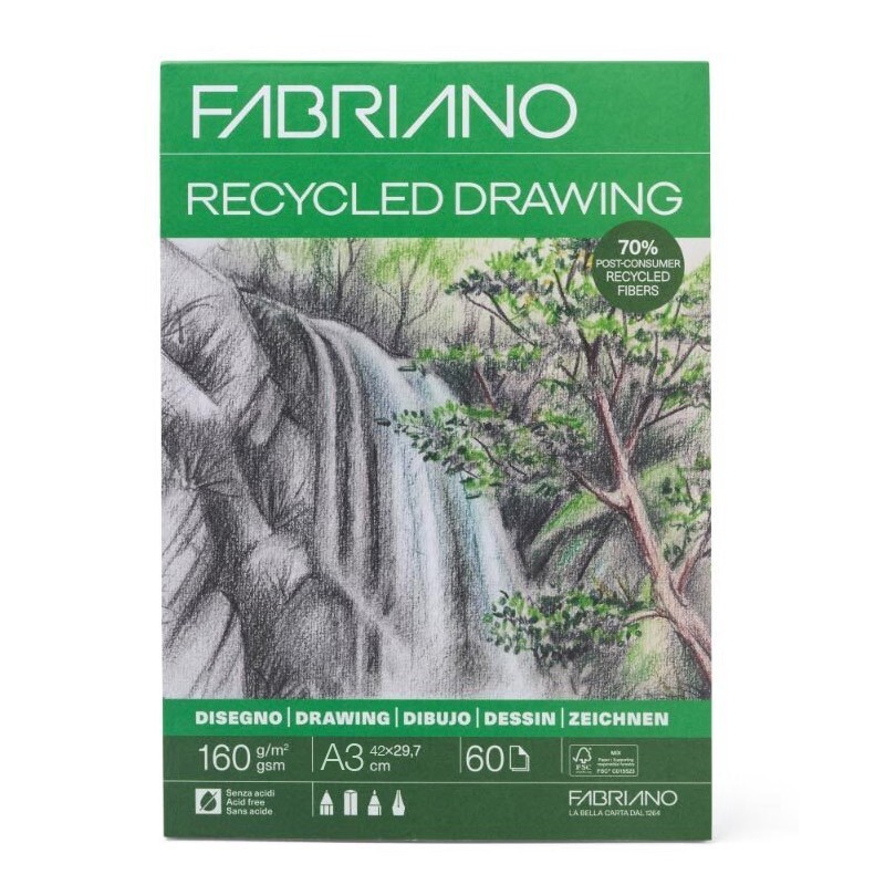 FABRIANO RECYCLED DRAWING - BLOCCHI DI CARTA A3 per schizzo e disegno 30 FF. DA 160 GR/MQ FABRIANO RECYCLED DRAWING - BLOCCHI DI CARTA A3 per schizzo e disegno 30 FF. DA 160 GR/MQ
