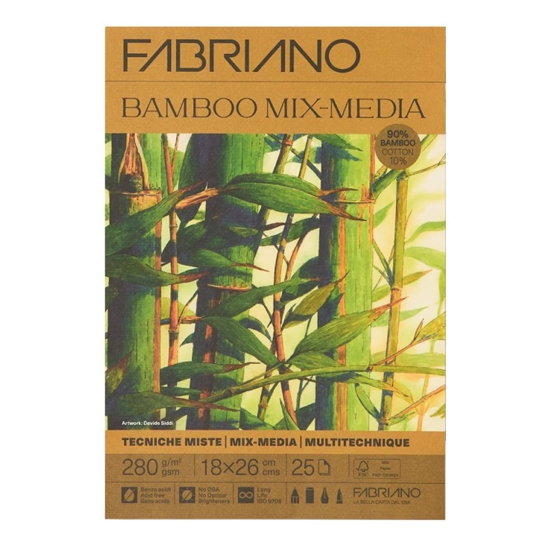 FABRIANO BAMBOO MIX MEDIA - BLOCCHI DI CARTA PER TECNICA MISTA 25 FF. DA 280 gr/mq FABRIANO BAMBOO MIX MEDIA - BLOCCHI DI CARTA PER TECNICA MISTA 25 FF. DA 280 gr/mq