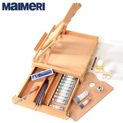 Maimeri Artisti - Cassetta Cavalletto con 13 Colori ad olio professionali 20 ml e 1 bianco da 60 ml + accessori