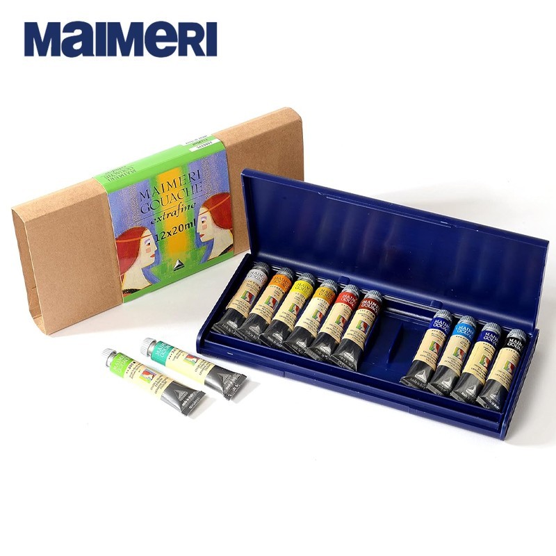 Maimeri Gouache - Confezione in plastica con 12 tubi da 20 ml di tempera extrafine